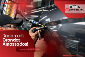 Reparo de Grandes Amassados A Arte e a Precisão do Martelinho de Ouro - funilaria artesanal - martelinho de ouro - reparo automotios com a tecnica do martelinho em São Paulo e Região