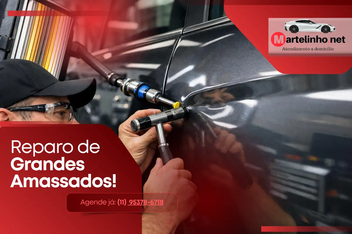 Reparo de Grandes Amassados A Arte e a Precisão do Martelinho de Ouro - funilaria artesanal - martelinho de ouro - reparo automotios com a tecnica do martelinho em São Paulo e Região